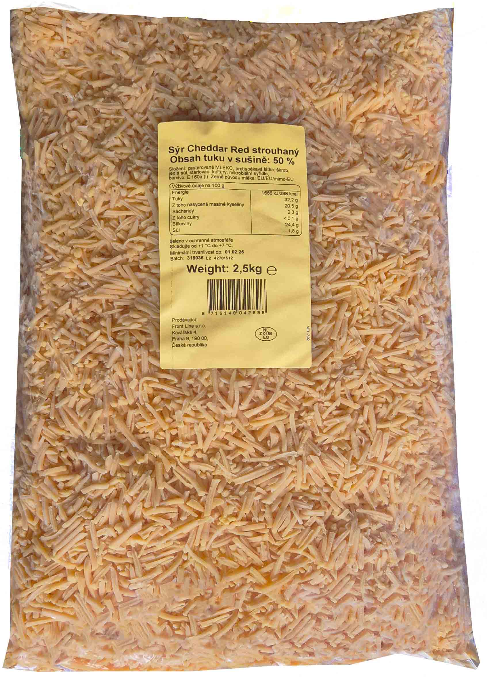 Cheddar strouhaný 2,5kg Kaas Pack